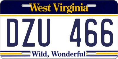 WV license plate DZU466