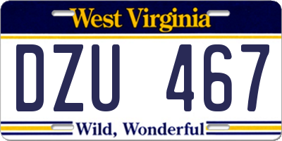 WV license plate DZU467