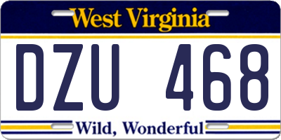 WV license plate DZU468