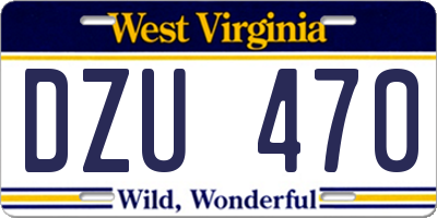 WV license plate DZU470