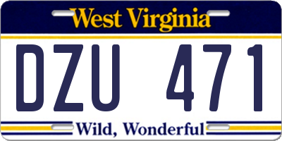 WV license plate DZU471