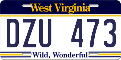 WV license plate DZU473