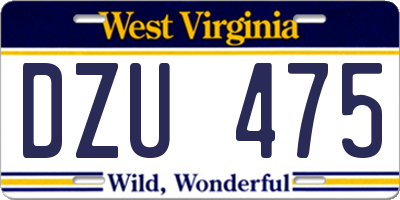 WV license plate DZU475