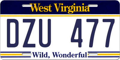 WV license plate DZU477