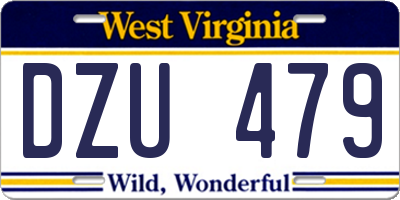 WV license plate DZU479