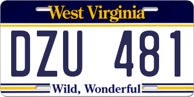 WV license plate DZU481