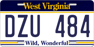 WV license plate DZU484