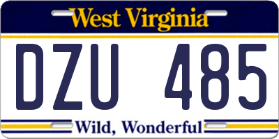 WV license plate DZU485