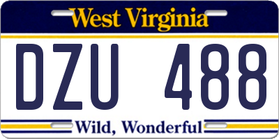 WV license plate DZU488