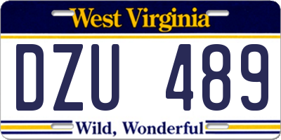 WV license plate DZU489