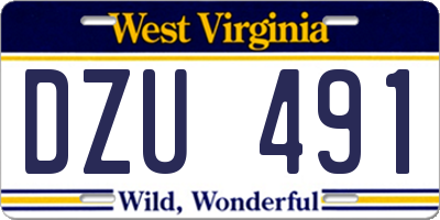 WV license plate DZU491