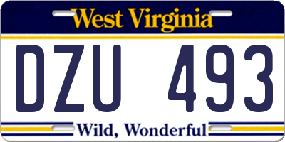 WV license plate DZU493