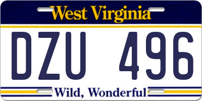 WV license plate DZU496