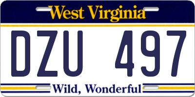 WV license plate DZU497