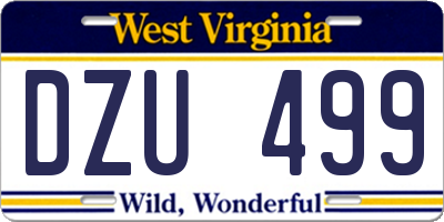 WV license plate DZU499