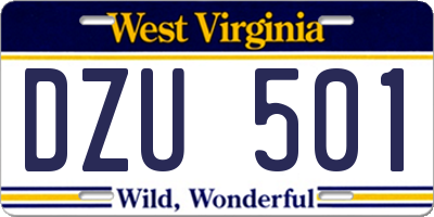 WV license plate DZU501