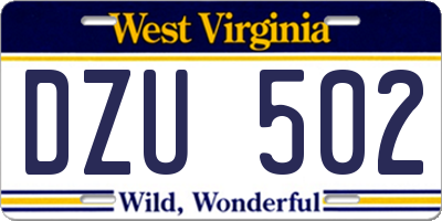 WV license plate DZU502