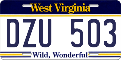 WV license plate DZU503