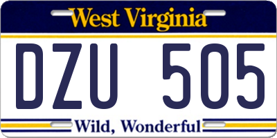 WV license plate DZU505