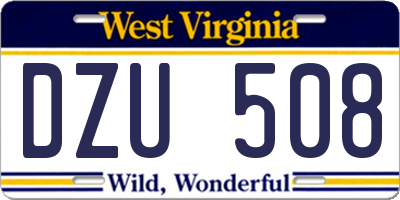 WV license plate DZU508