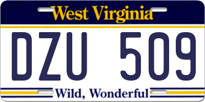 WV license plate DZU509