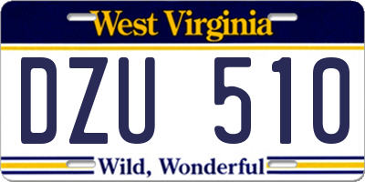 WV license plate DZU510