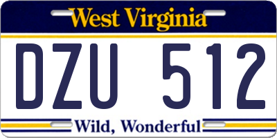 WV license plate DZU512