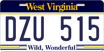 WV license plate DZU515