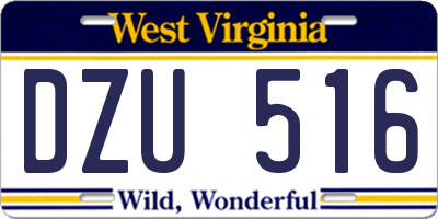 WV license plate DZU516