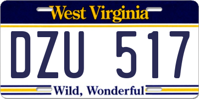 WV license plate DZU517