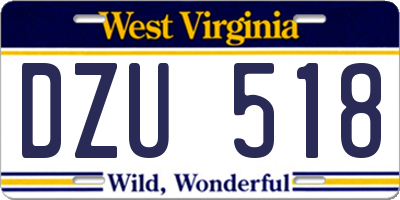 WV license plate DZU518