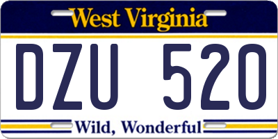 WV license plate DZU520