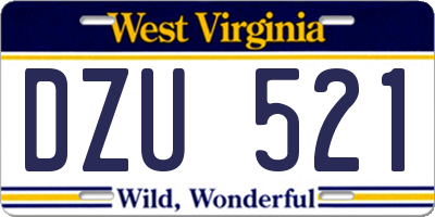 WV license plate DZU521