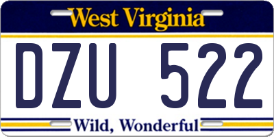 WV license plate DZU522