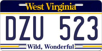 WV license plate DZU523