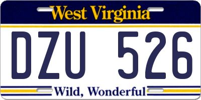 WV license plate DZU526