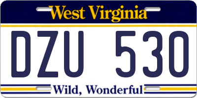 WV license plate DZU530