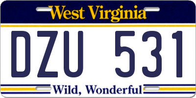 WV license plate DZU531