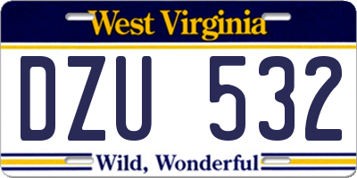 WV license plate DZU532