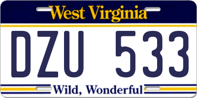 WV license plate DZU533