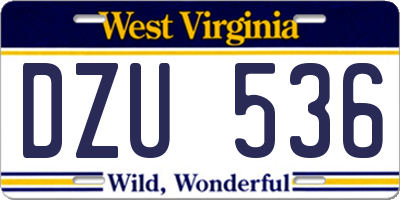 WV license plate DZU536