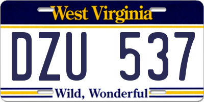 WV license plate DZU537