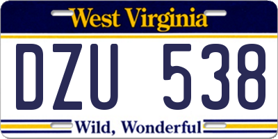 WV license plate DZU538