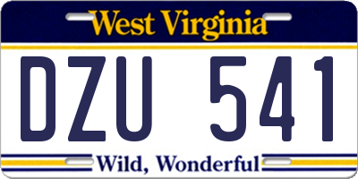 WV license plate DZU541