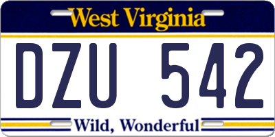 WV license plate DZU542