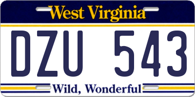 WV license plate DZU543