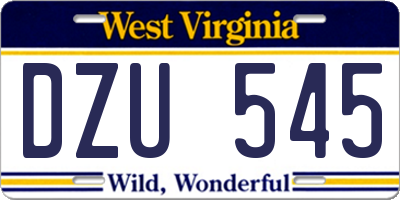 WV license plate DZU545