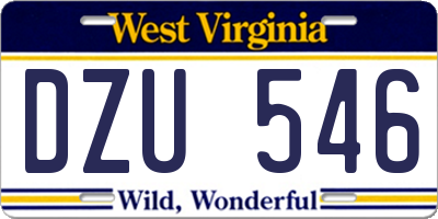 WV license plate DZU546