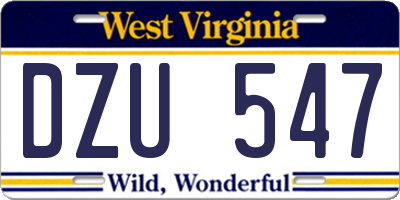 WV license plate DZU547