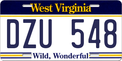 WV license plate DZU548